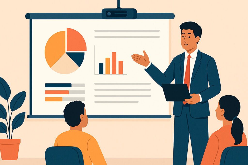 Vou criar uma apresentação envolvente em PowerPoint / Google Slides