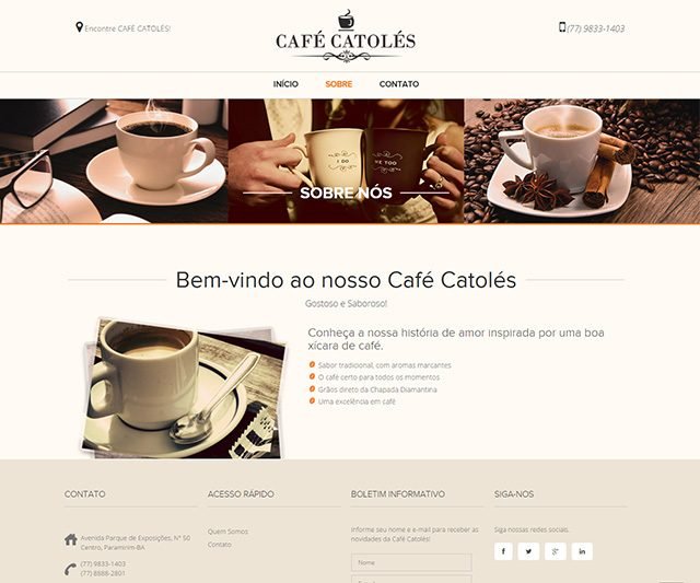 Site do Café Catolés fabricante e distribuidor em Brumado BA