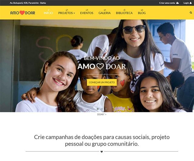 Plataforma Amo Doar para campanhas de doações em Paramirim BA