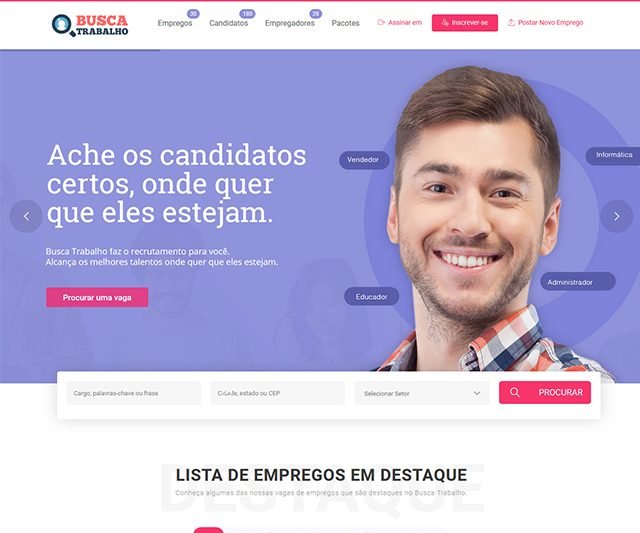 Site Buscatrabalho com vagas de emprego e cadastro de currículos em Paramirim BA