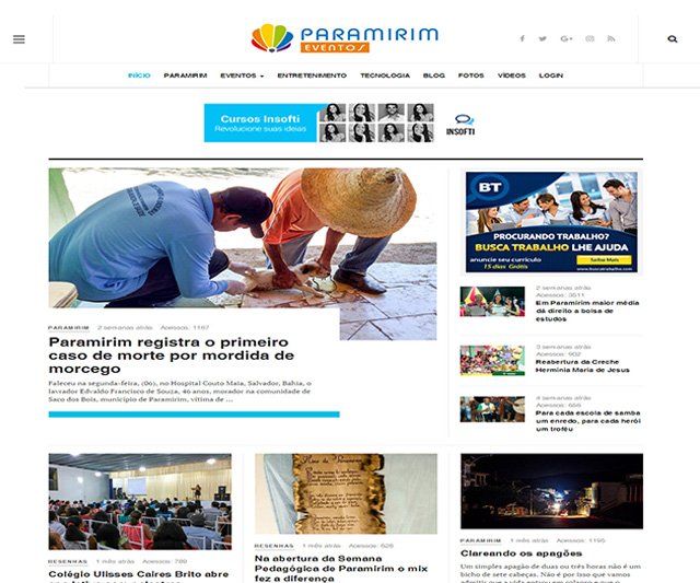 Site Paramirim Eventos com notícias, eventos e informações sobre Paramirim BA