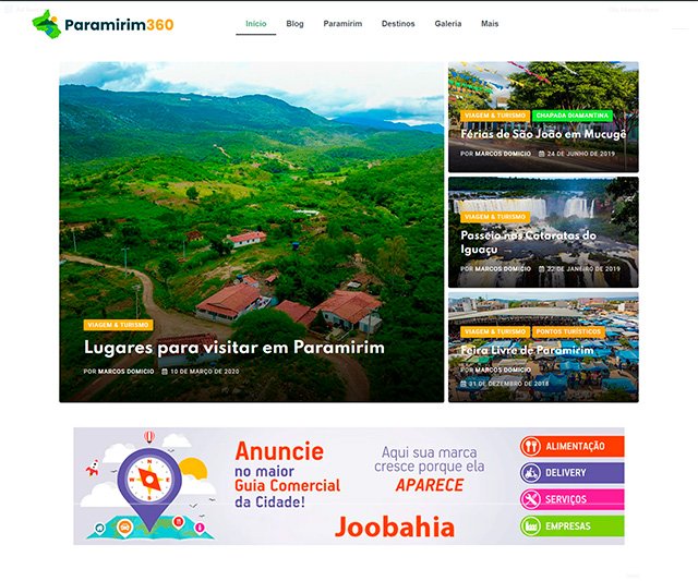 Site Paramirim360 com turismo, destinos e fotografias de Paramirim BA
