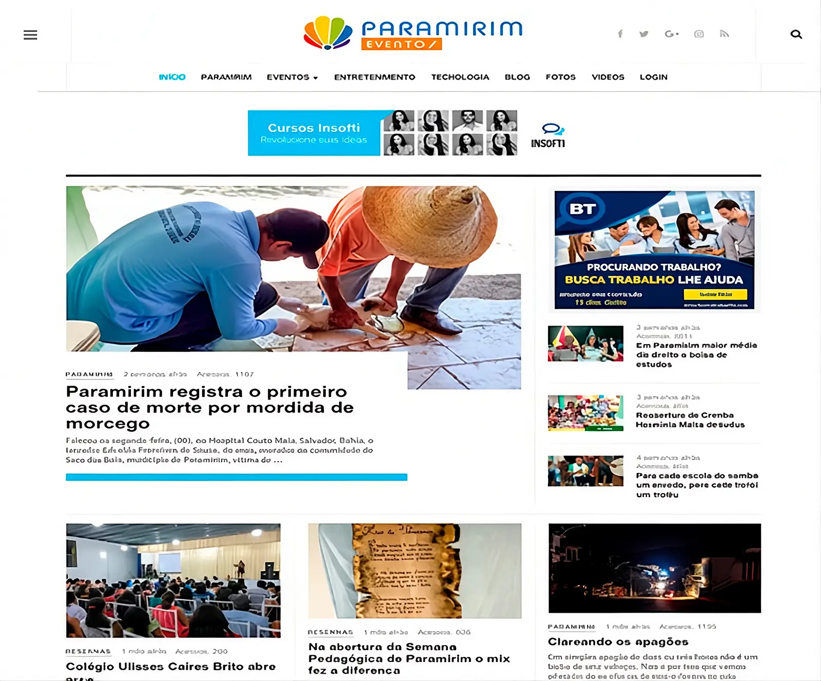 Página inicial do portal Paramirim Eventos com notícias, eventos, história e informações sobre a cidade de Paramirim BA.