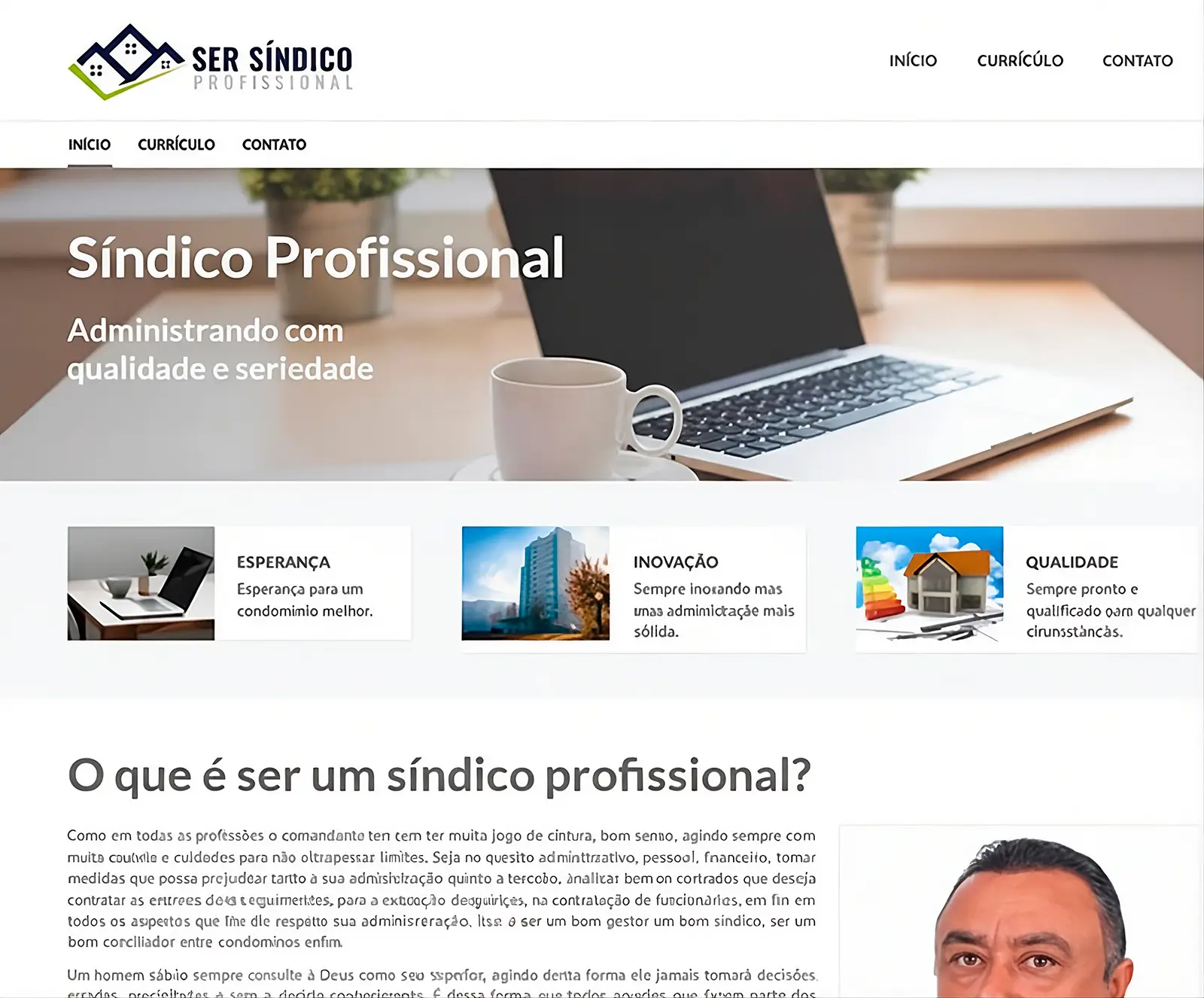 Página inicial do site Ser Síndico Profissional, empresa de consultoria e treinamentos para formação de síndicos profissionais em São Paulo.