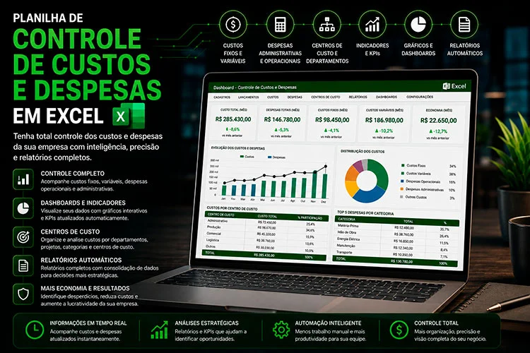 Planilha de Controle de Custos e Despesas em Excel para gestão financeira empresarial