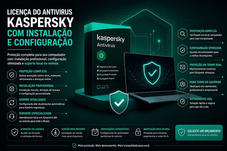 Licença do Antivírus Kaspersky com instalação e configuração