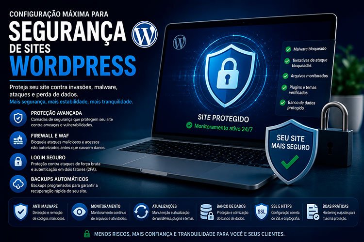 Segurança para Sites WordPress com proteção avançada contra invasões, malware e vulnerabilidades para manter seu site seguro.
